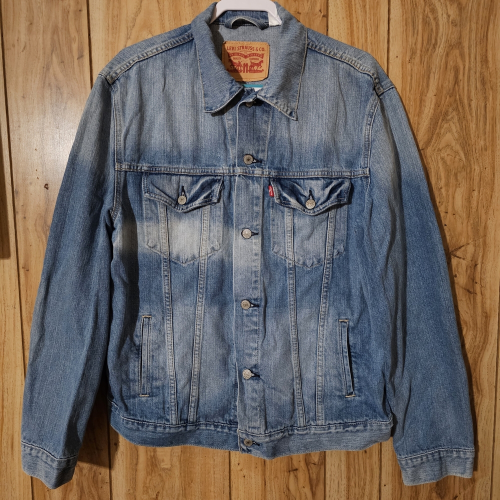 Levis Jean Jacket Mens XL Blue Western Cowboy Trucker Coat Americana
